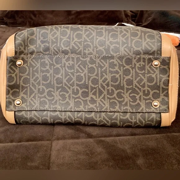 Calvin Klein Signature Monogrammed Satchel (Brown) - Picture 5 of 7